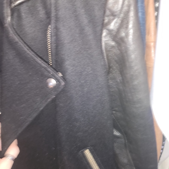 IRO 'Glass' Lamb Leather and Wool Moto Jacket size 40 - Picture 3 of 6